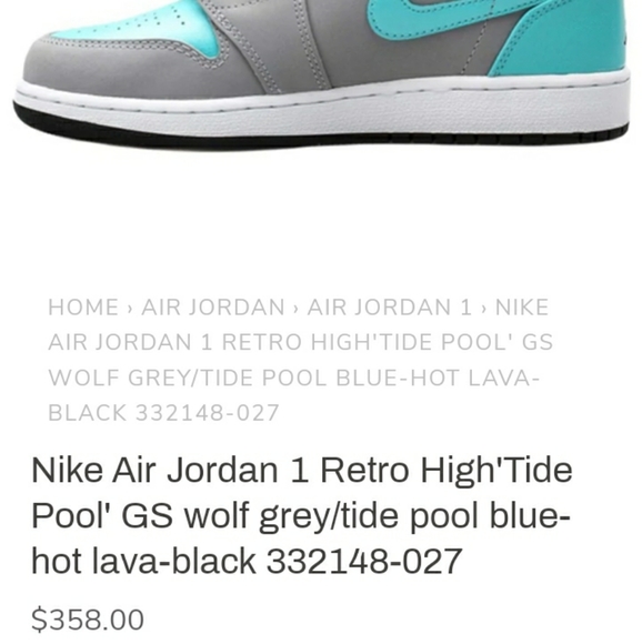 Nike 2015 AIR JORDAN 1 MID GS TIDE POOL SZ 7Y 332148 BABY BLUE GREY MID SNEAKER - Picture 12 of 12